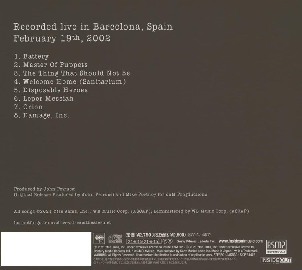 New Dream Theater Lost Not Forgotten Master of Puppets Live in Barcelona