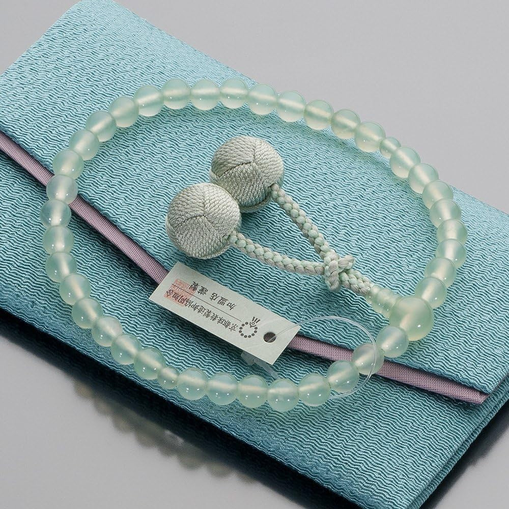 [Butsudanya Takita Shoten] Womens rosary green onyx 7mm beads pure silk NEW