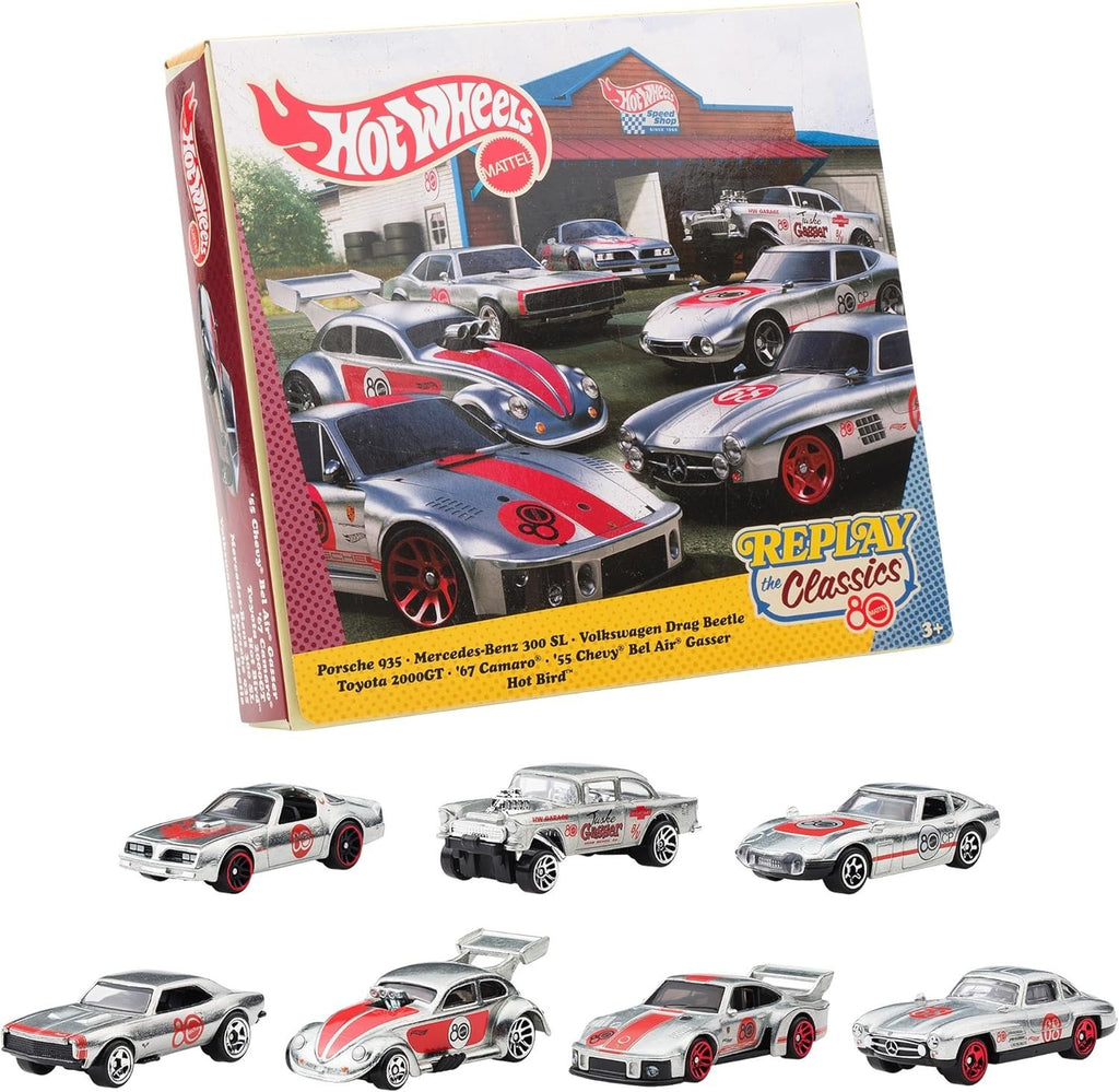 Hot Wheels Mattel 80th Anniversary 7-Pack Vehicle Toys 7 Mini Cars Metal NEW