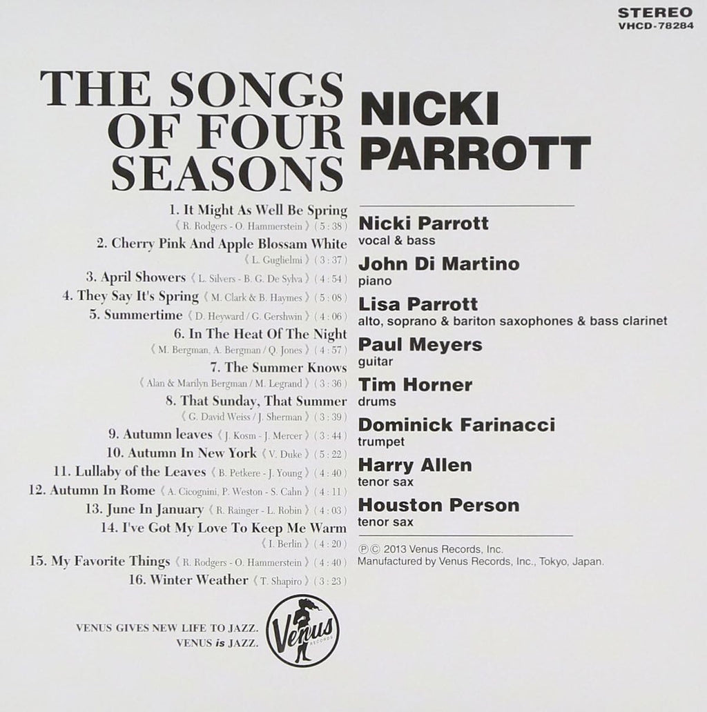 New Nicki Parrott Jazz Bass CD The Songs Of Four Seasons Paper Slv Japan OBI*