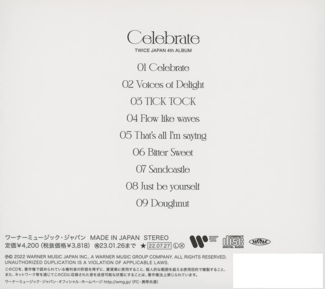 CD New TWICE Celebrate Limited Edition Type B CD  (No Extras) Japan New