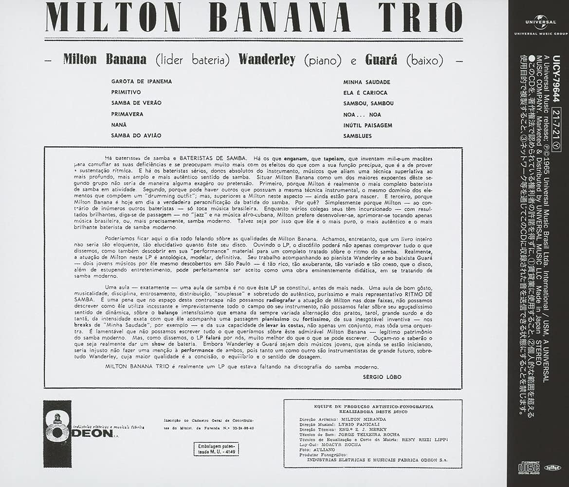 MILTON BANANA TRIO Milton Banana Trio JP CD New