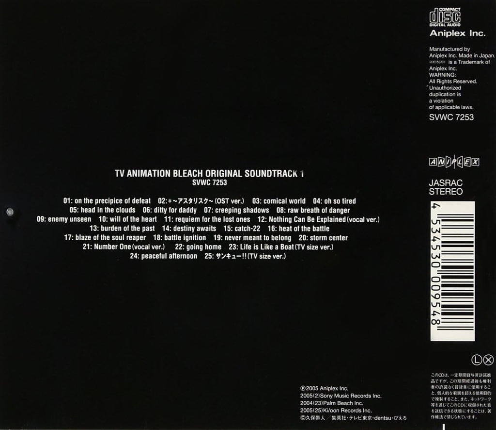 TV Animation BLEACH Original Soundtrack 1 CD FROM JAPAN New