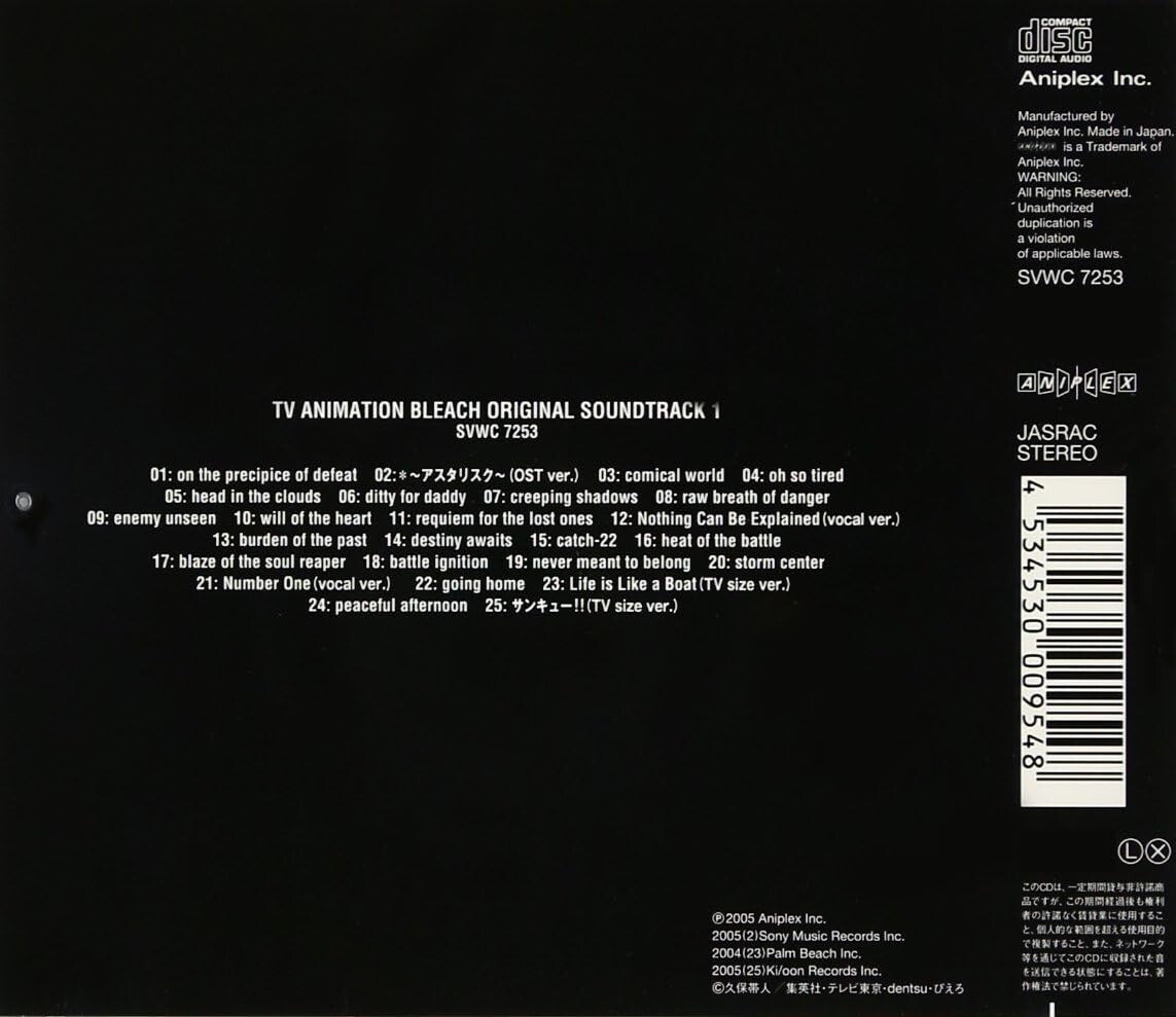 TV Animation BLEACH Original Soundtrack 1 CD FROM JAPAN New