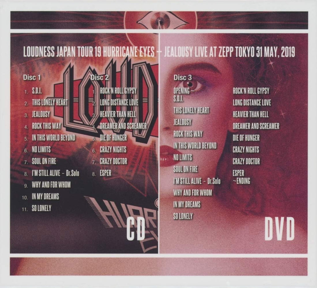 New LOUDNESS TOUR 2019 HURRICANE EYES + JEALOUSY LIVE 2 CD + DVD SET