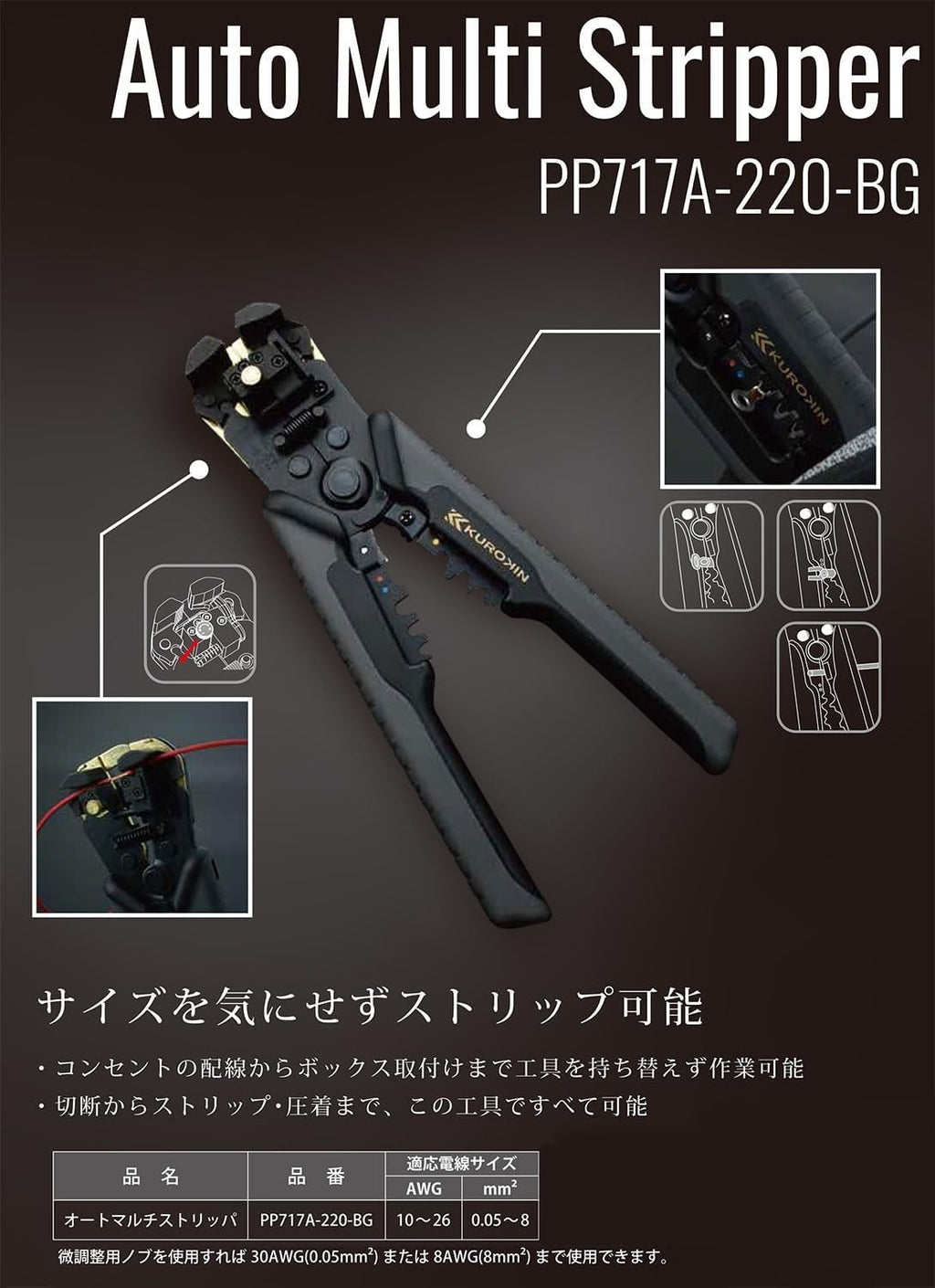 Fujiya Auto Multi-Stripper Black Gold PP717A-220-BG New