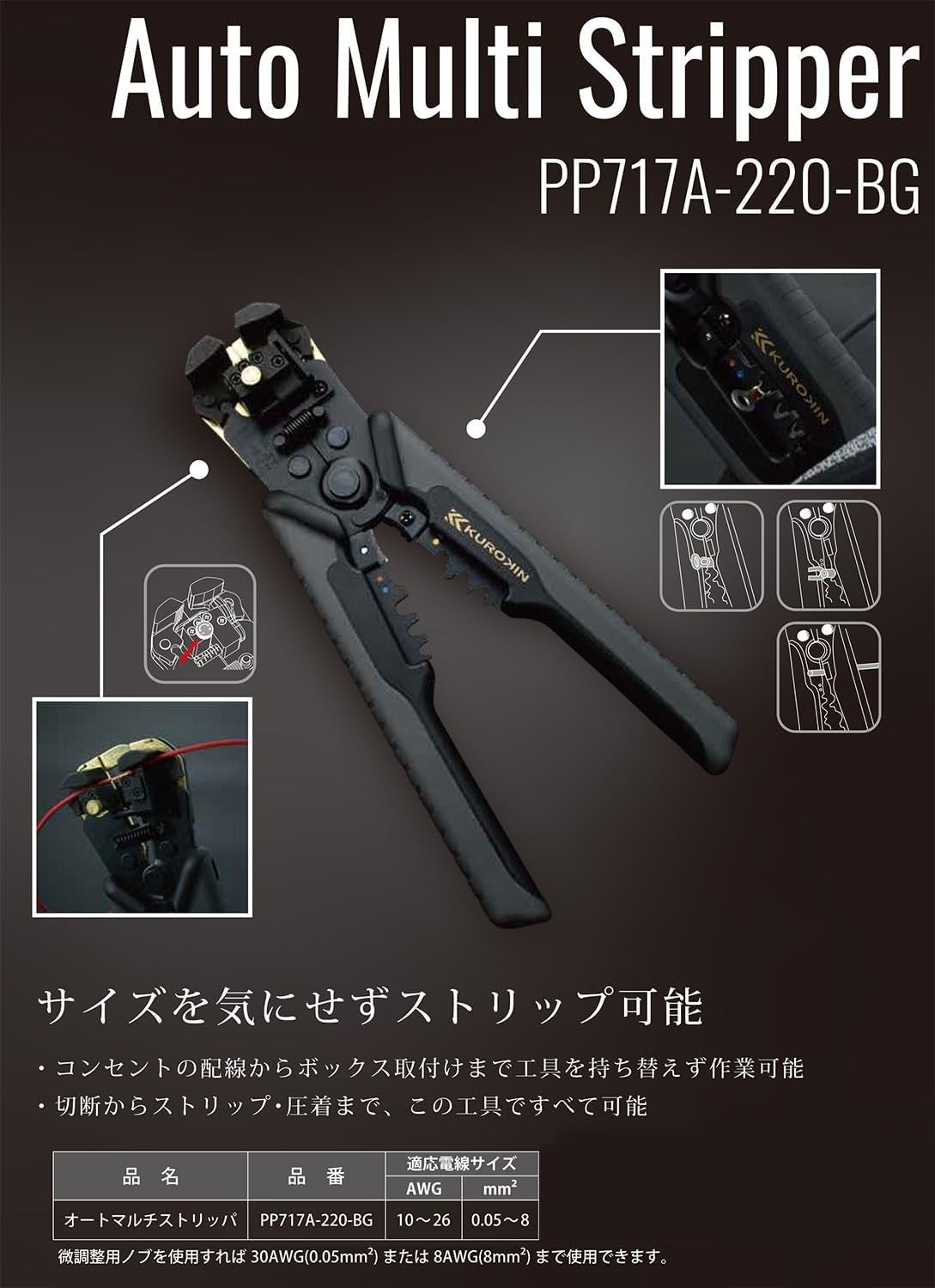 Fujiya Auto Multi-Stripper Black Gold PP717A-220-BG New
