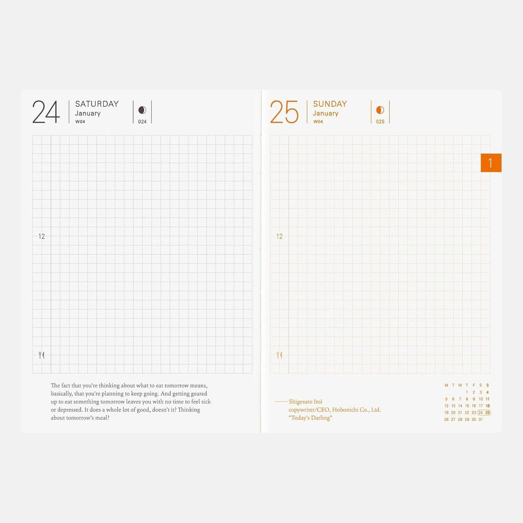 Hobonichi Techo 2026 Planner [A6/1 page per day/English/January/Monday start