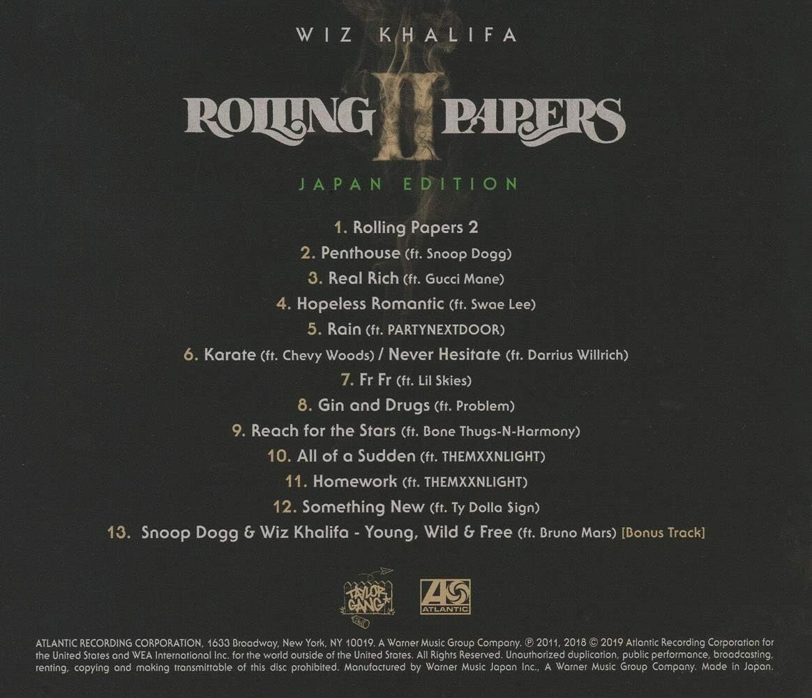 New WIZ KHALIFA-ROLLING PAPERS 2-JAPAN CD BONUS TRACK