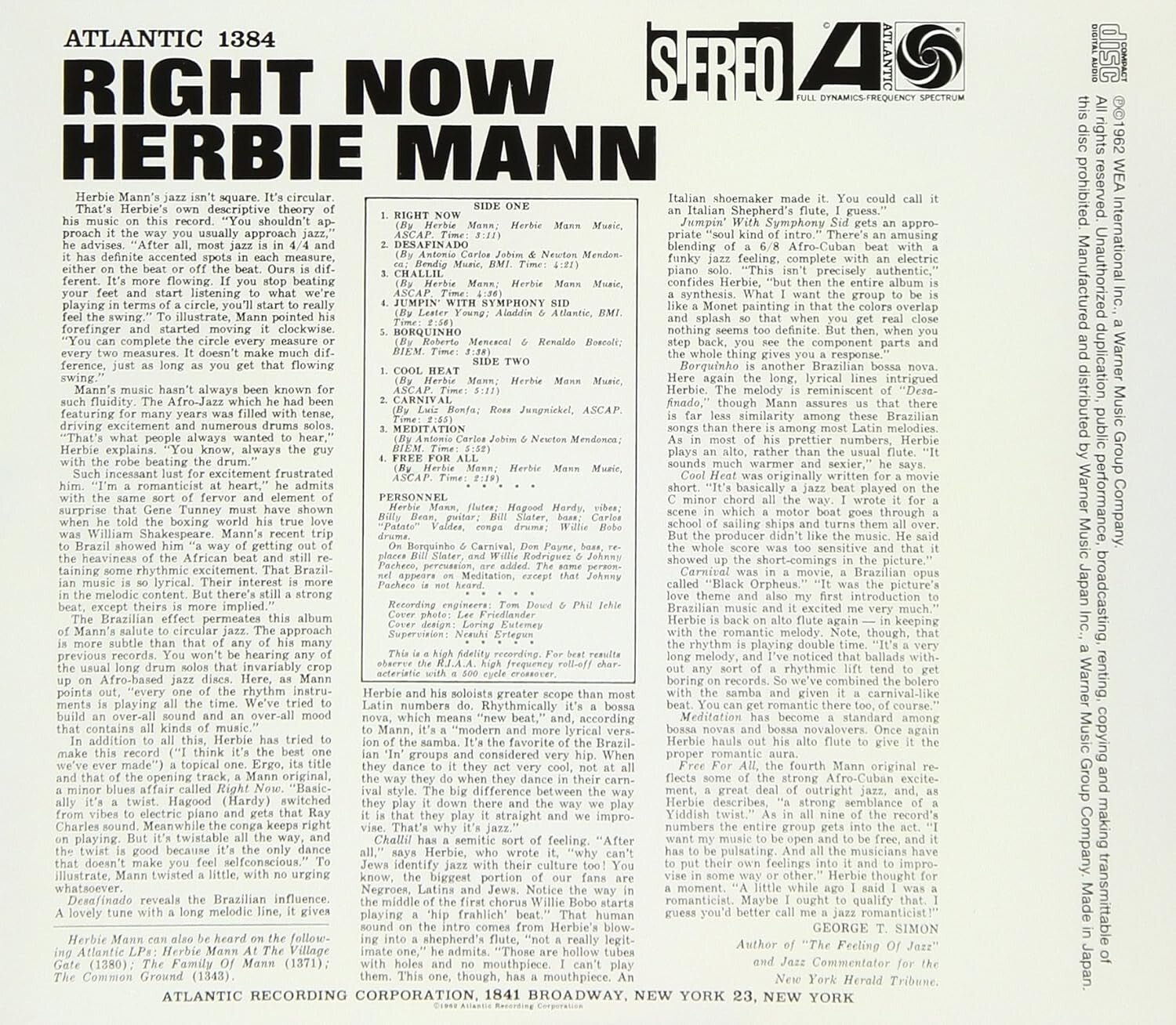 Herbie Mann Jazz CD(SHM-CD) Right Now Japan New