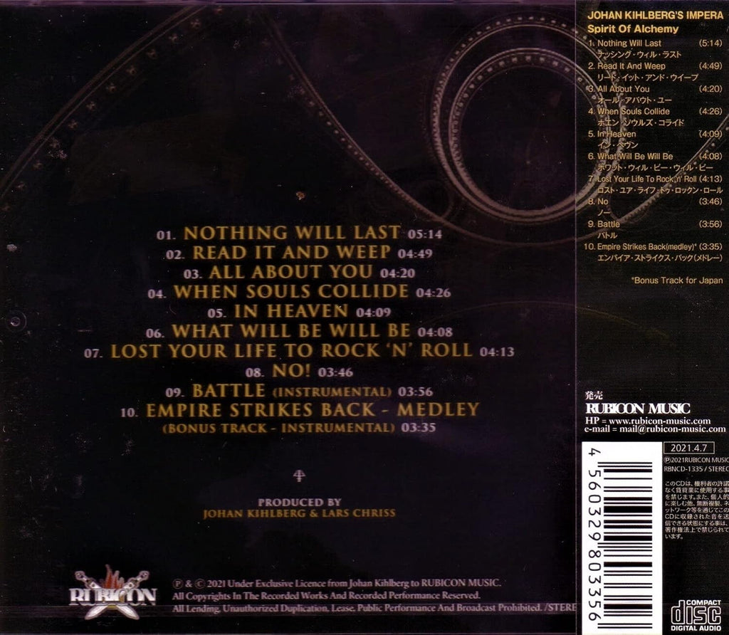 IMPERA (JOHAN KIHLBERGS) Spirit Of Alchemy + 1 CD Nocturnal Rites Europe New