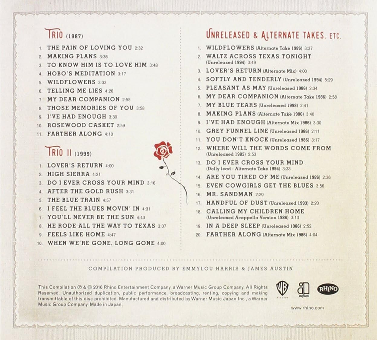 Dolly Parton, Emmylou Harris, Linda Ronstadt The Complete Trio Collection New