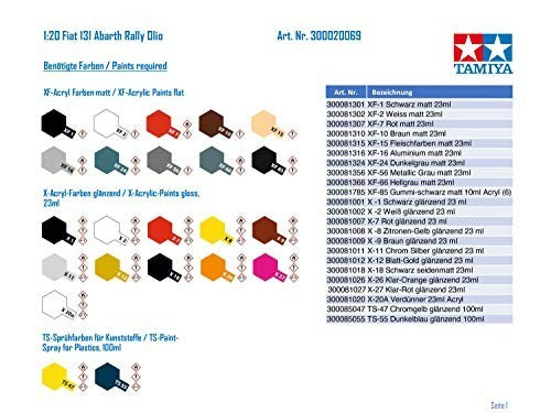 Tamiya 20069-000 300020069 Fiat Vehicle 1:20 131 Abarth Rally Olio  Faithful Ne