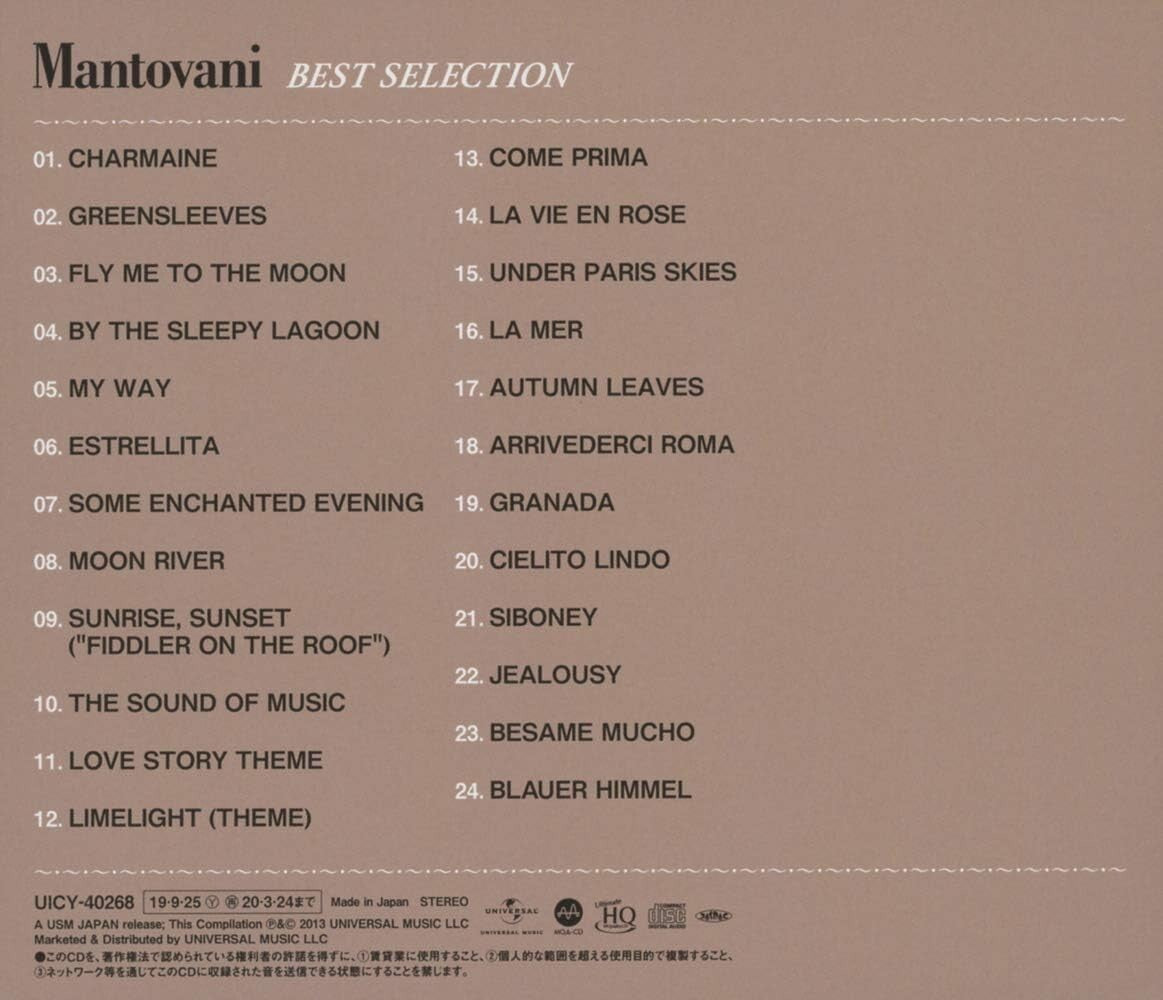 New JAPAN MQA UHQ CD MANTOVANI & HIS ORCHESTRA BEST SELECTION