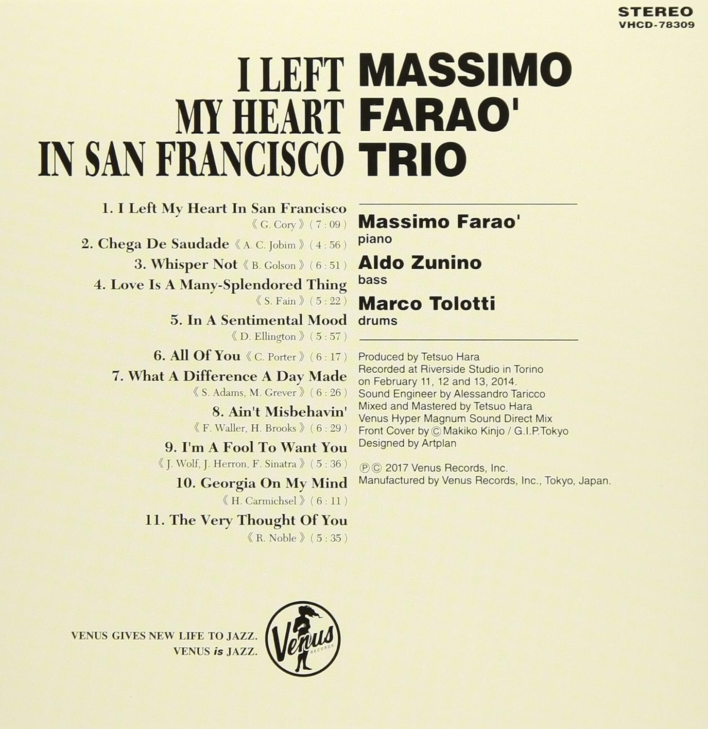 New Massimo Fara? Trio Jazz CD I Left My Heart In San Fransisco Paper Sl OBI*
