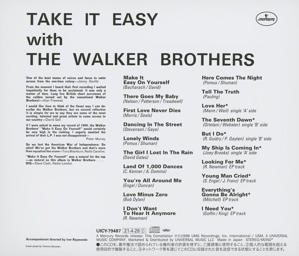 WALKER BROTHRES Take It Easy With The Walker Brothers Bonus Tracks JAPAN CD New