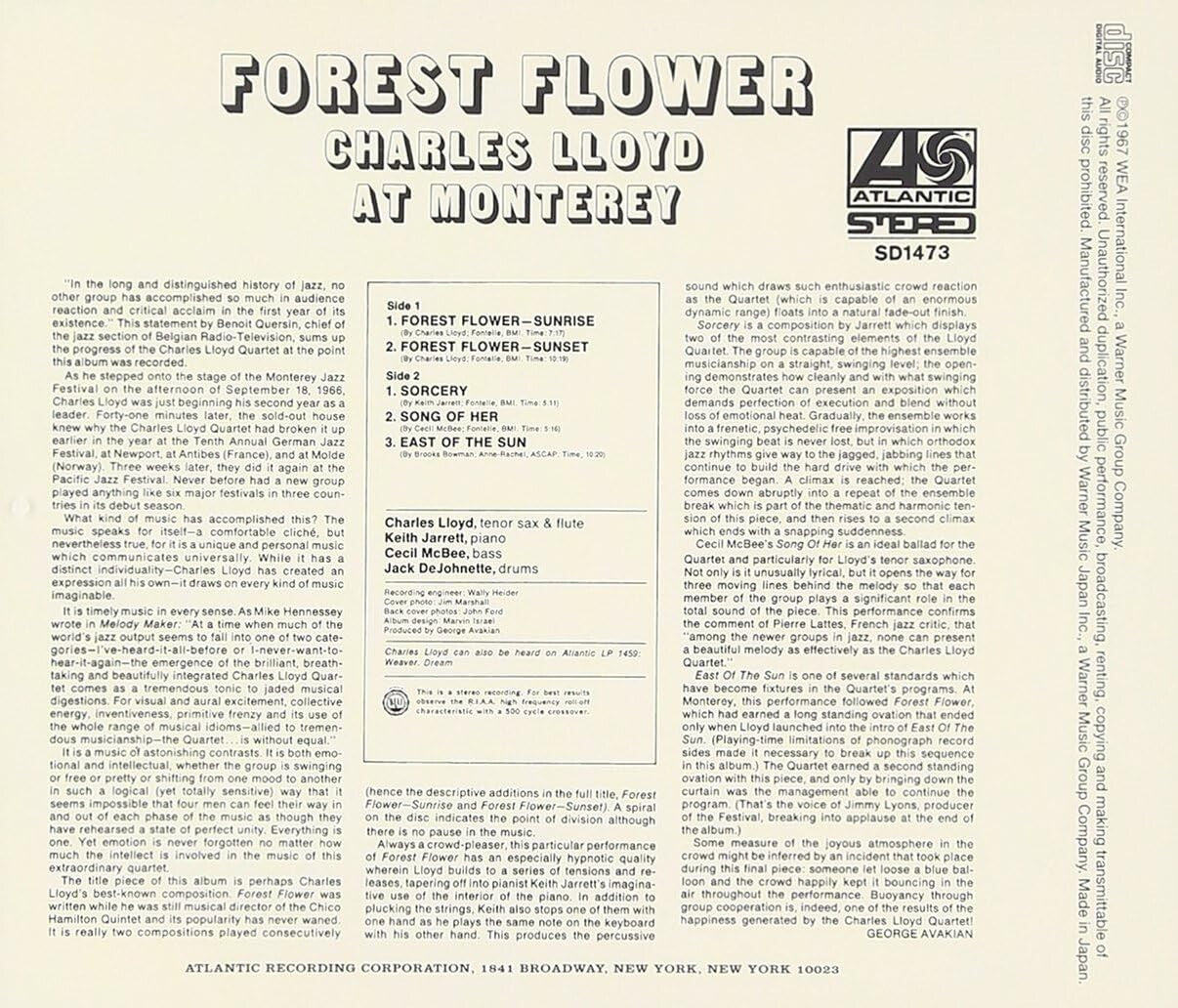 Charles Lloyd Jazz CD(SHM-CD) Forest Flower Keith OBI Jarrett From Japan NEW