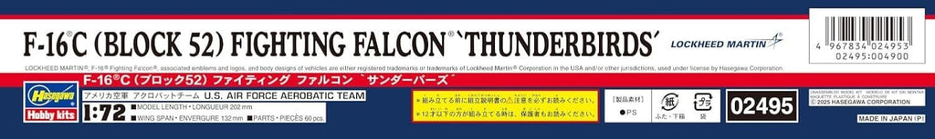 Hasegawa 1/72 American F-16C (Block 52) Fighting Falcon Thunderbirds Plastic NEW