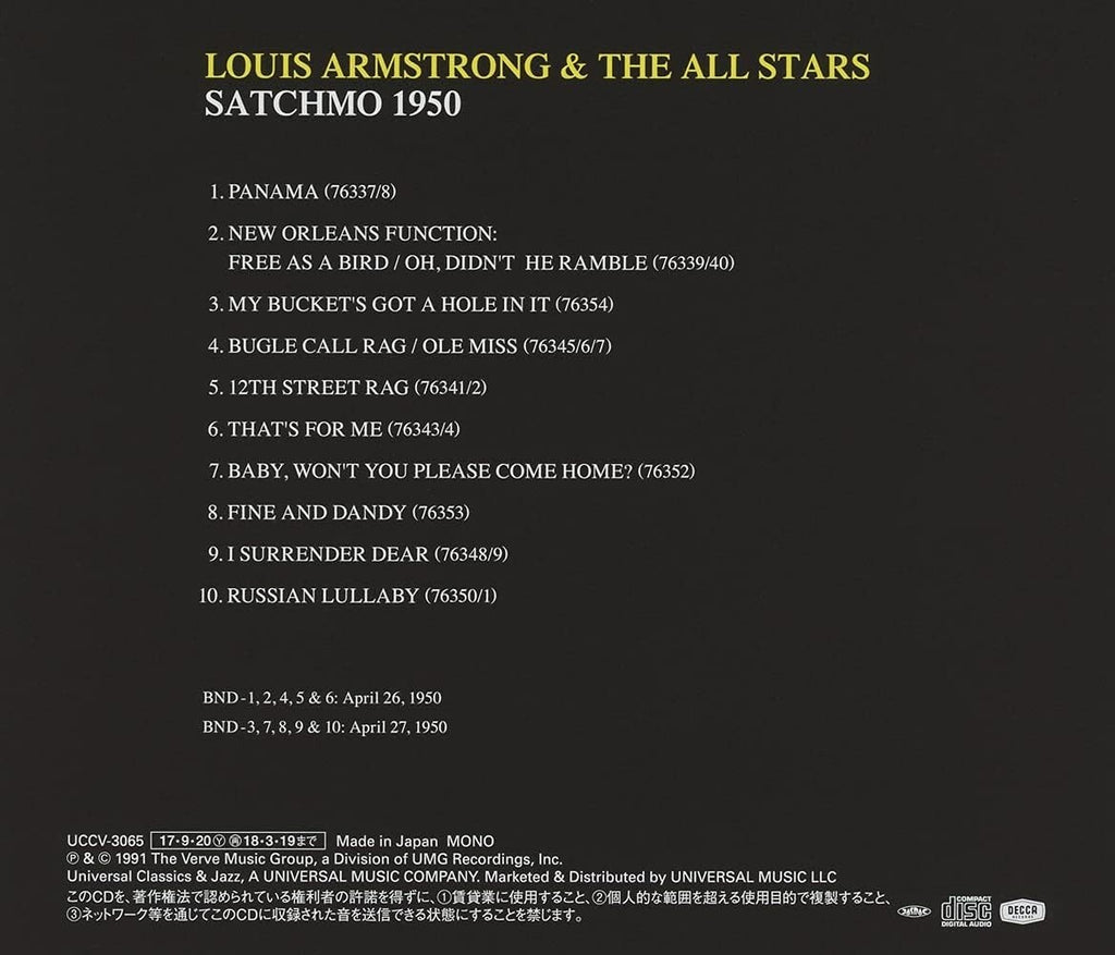 Louis Armstrong Satchmo 1950 (UHQCD) Japan Music CD NEW