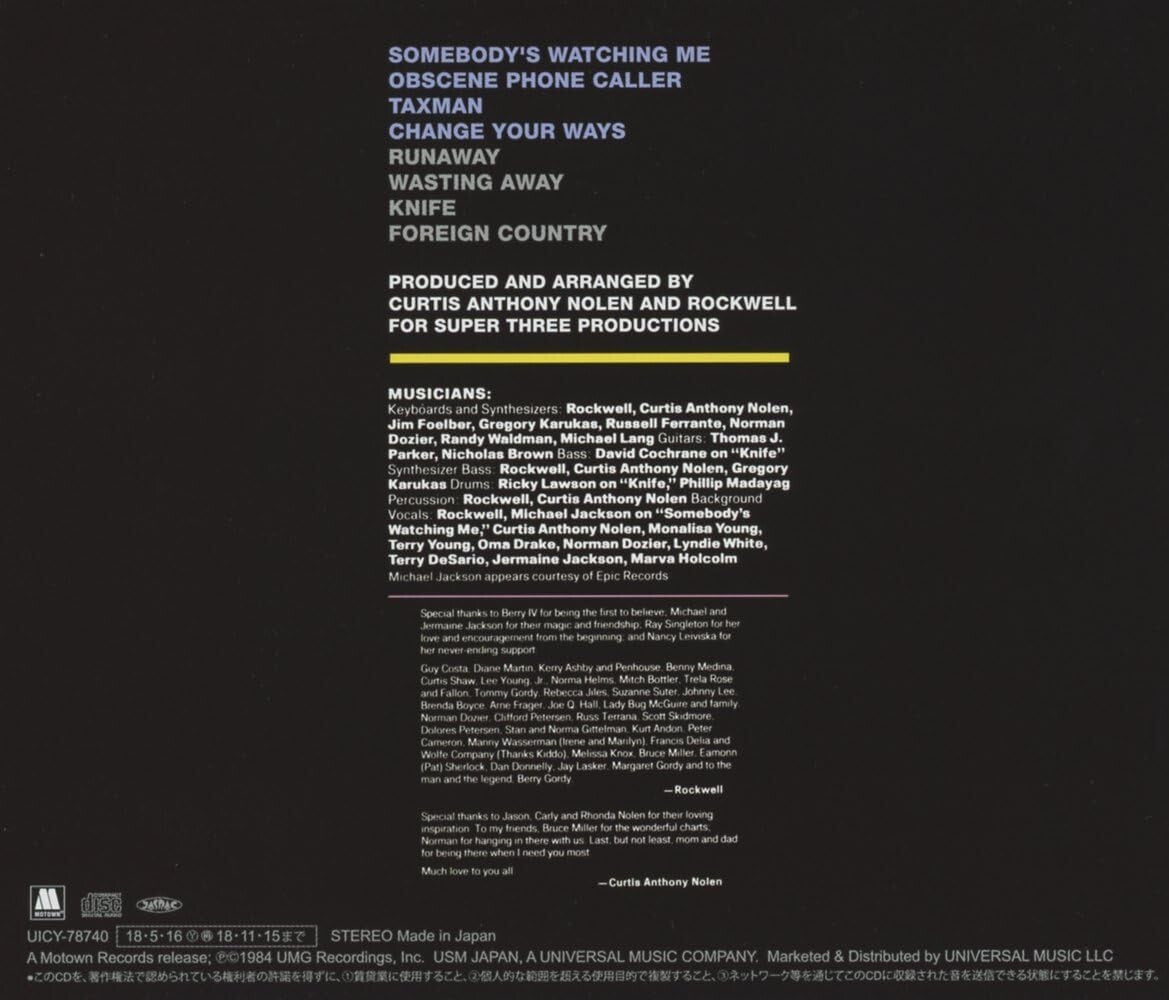 New ROCKWELL-SOMEBODYS WATCHING ME-JAPAN CD Ltd/Ed