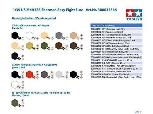 Tamiya 35346 1/35 US Medium Tank M4A3E8 Sherman Plastic Model Kit New