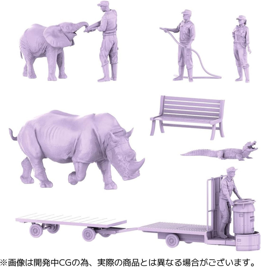 Kaiyodo Art Plastic ART PLA Zookeeper and White Rhino Set Unpainted New
