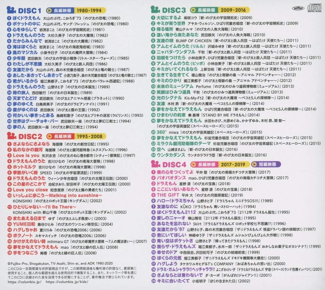 DORAEMON-MOVIE SONG COLLECTION-JAPAN 4 CD New