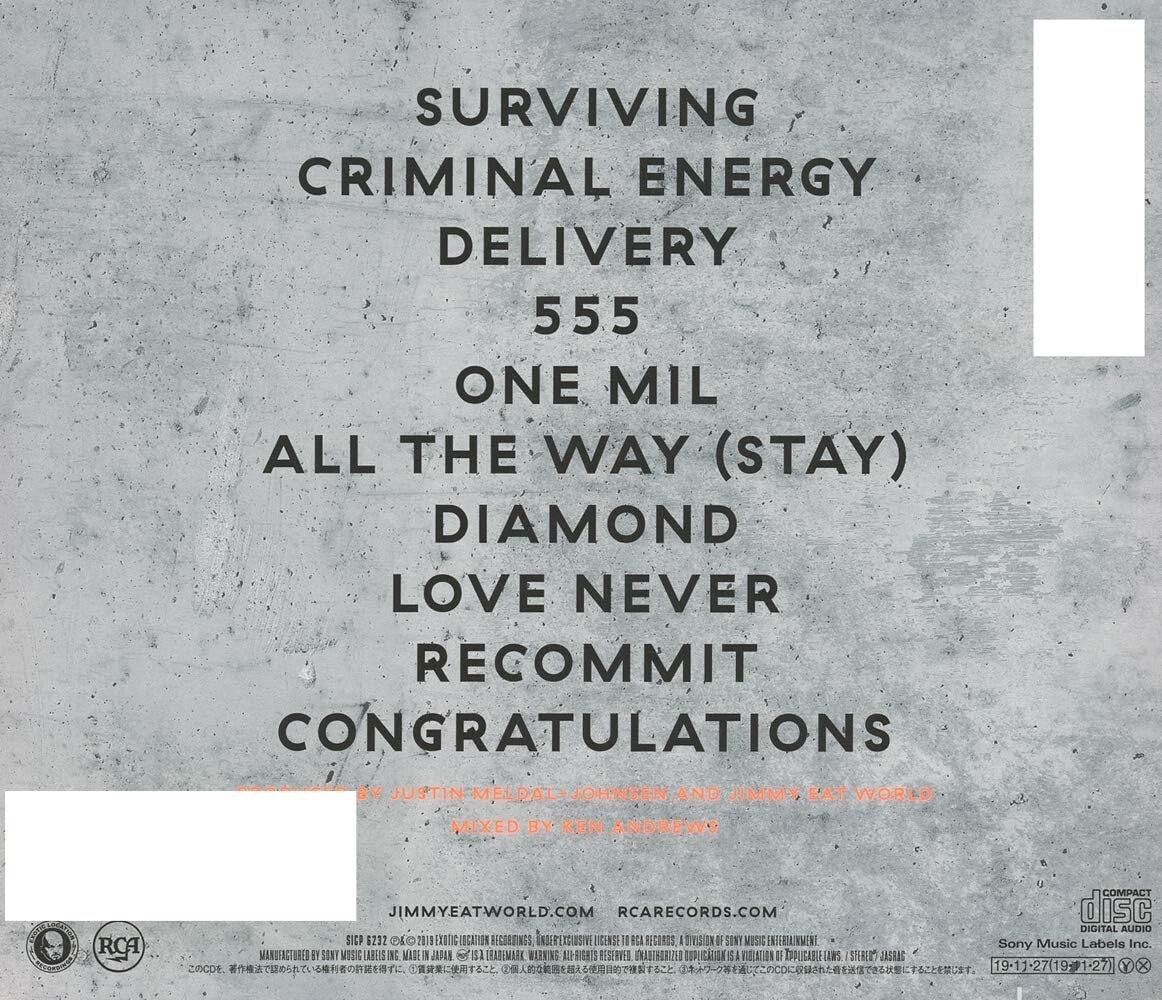 New JIMMY EAT WORLD-SURVIVING-JAPAN CD