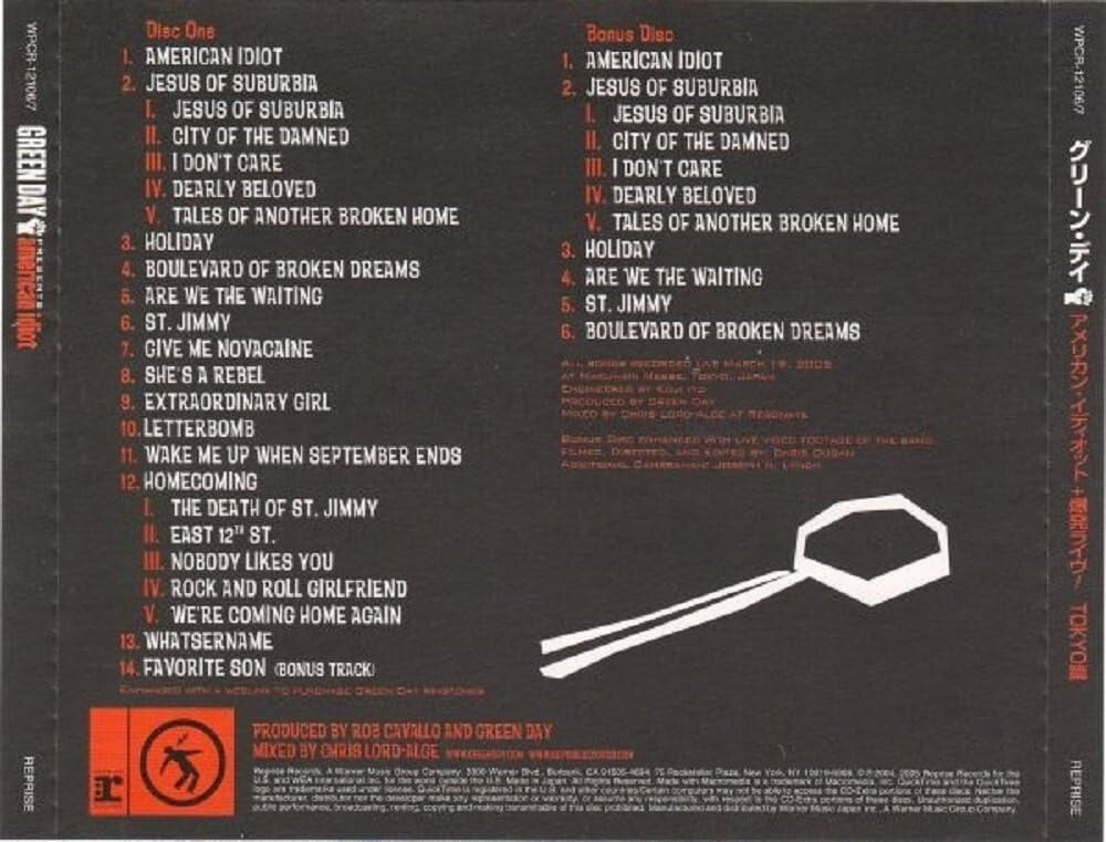 Green Day-American Idiot-JAPAN CD + Live CD at Tokyo New