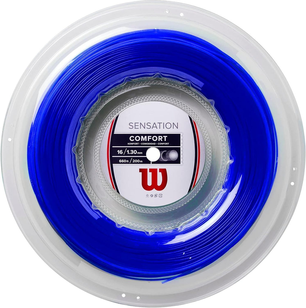 Wilson Sensation Blue 16 Reel Tennis String with Sensation Snubbull 200m New