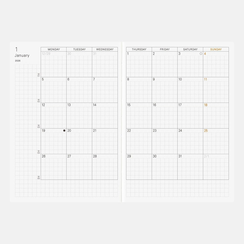 Hobonichi Techo 2026 Planner [A6/1 page per day/English/January/Monday start