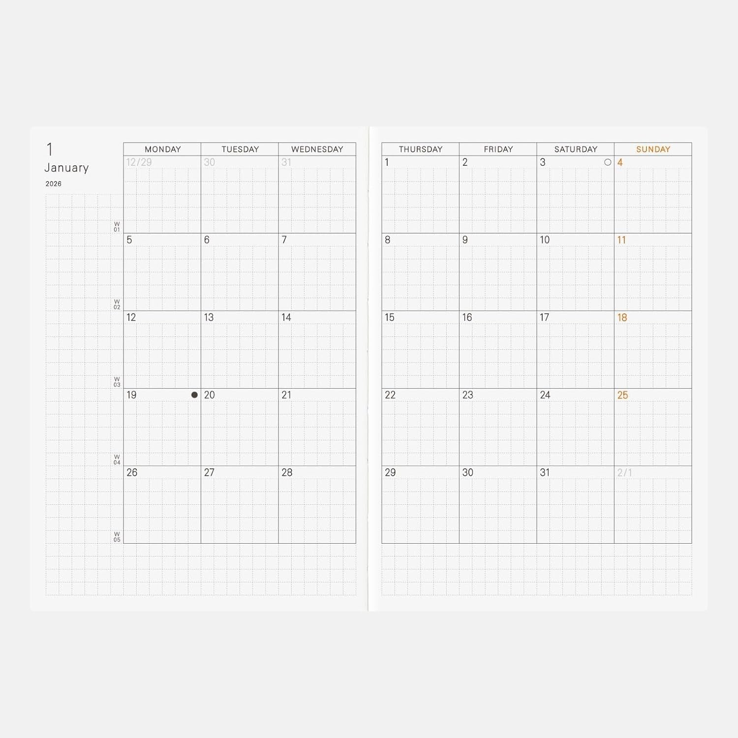 Hobonichi Techo 2026 Planner [A6/1 page per day/English/January/Monday start
