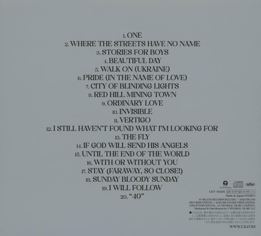 New U2 SONGS OF SURRENDER  (TOTAL 20 TRACKS) 2023 JAPAN SHM CD