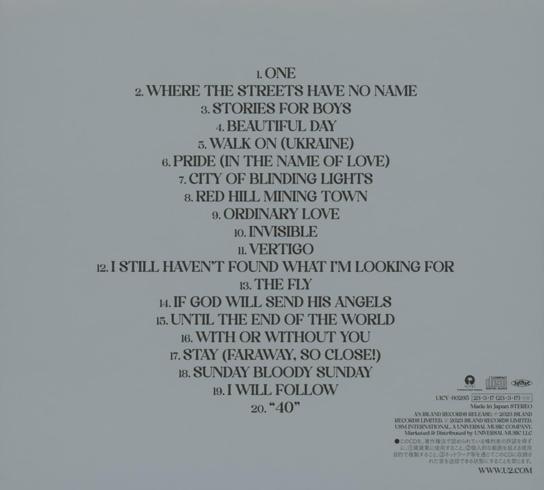 New U2 SONGS OF SURRENDER  (TOTAL 20 TRACKS) 2023 JAPAN SHM CD