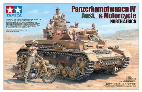 TAMIYA 1/35 German Tank Panzerkampfwagen IV Ausf.F & Motorcycle Set North New