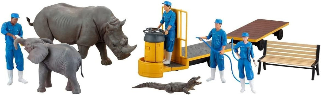 Kaiyodo Art Plastic ART PLA Zookeeper and White Rhino Set Unpainted New
