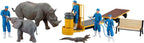 Kaiyodo Art Plastic ART PLA Zookeeper and White Rhino Set Unpainted New