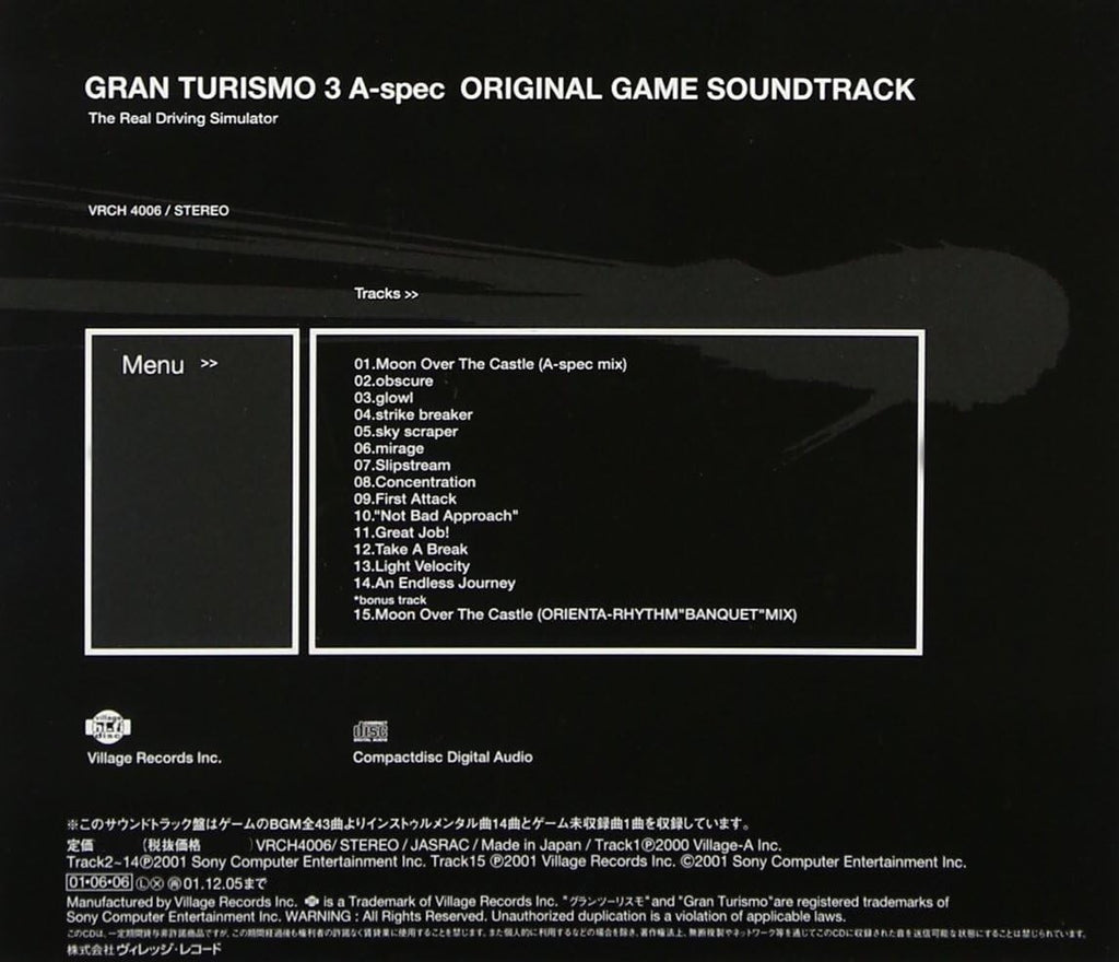 GRAN TURISMO 3 A-spec ORIGINAL SOUNDTRACK CD From Japan NEW