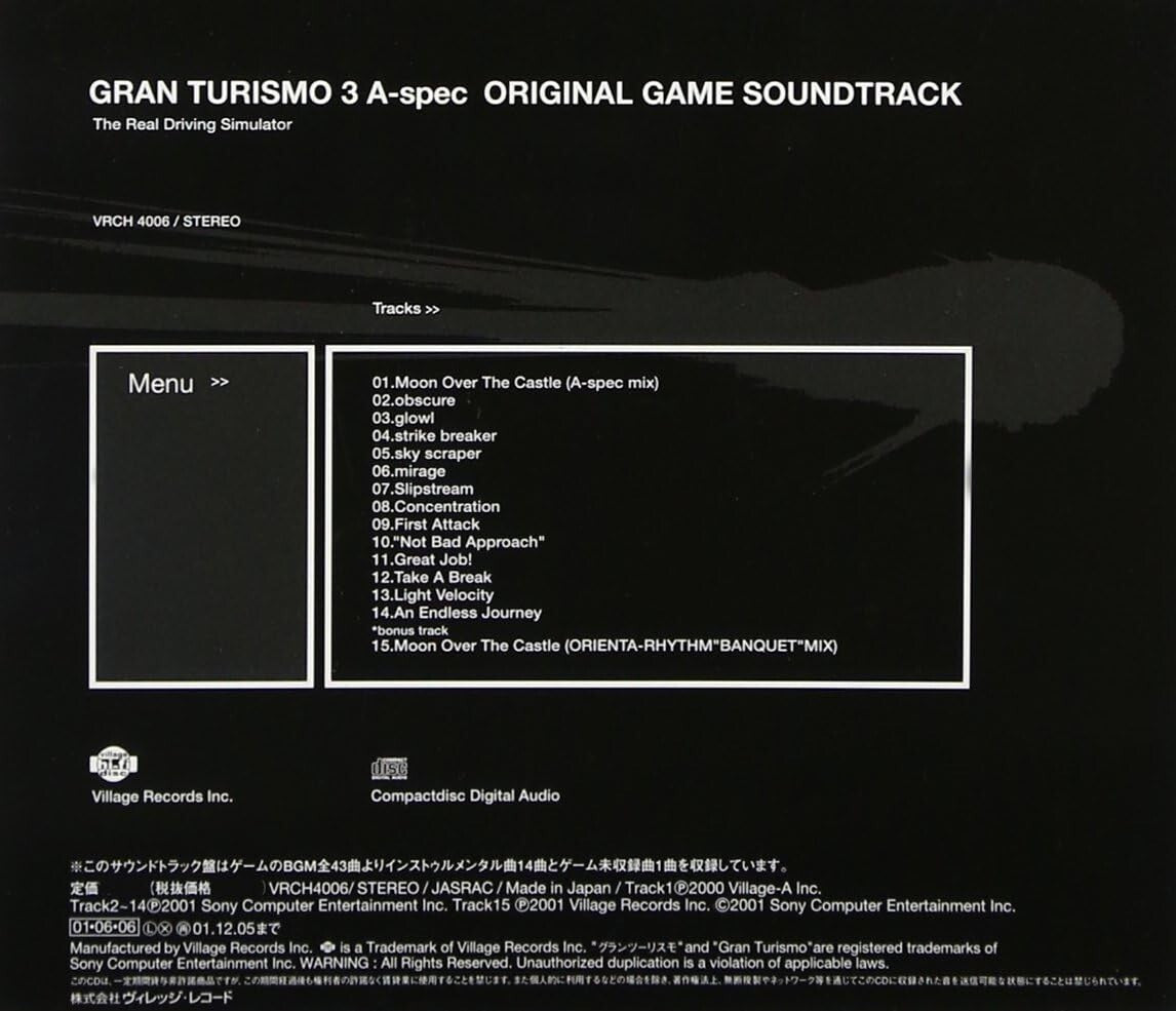 GRAN TURISMO 3 A-spec ORIGINAL SOUNDTRACK CD From Japan NEW