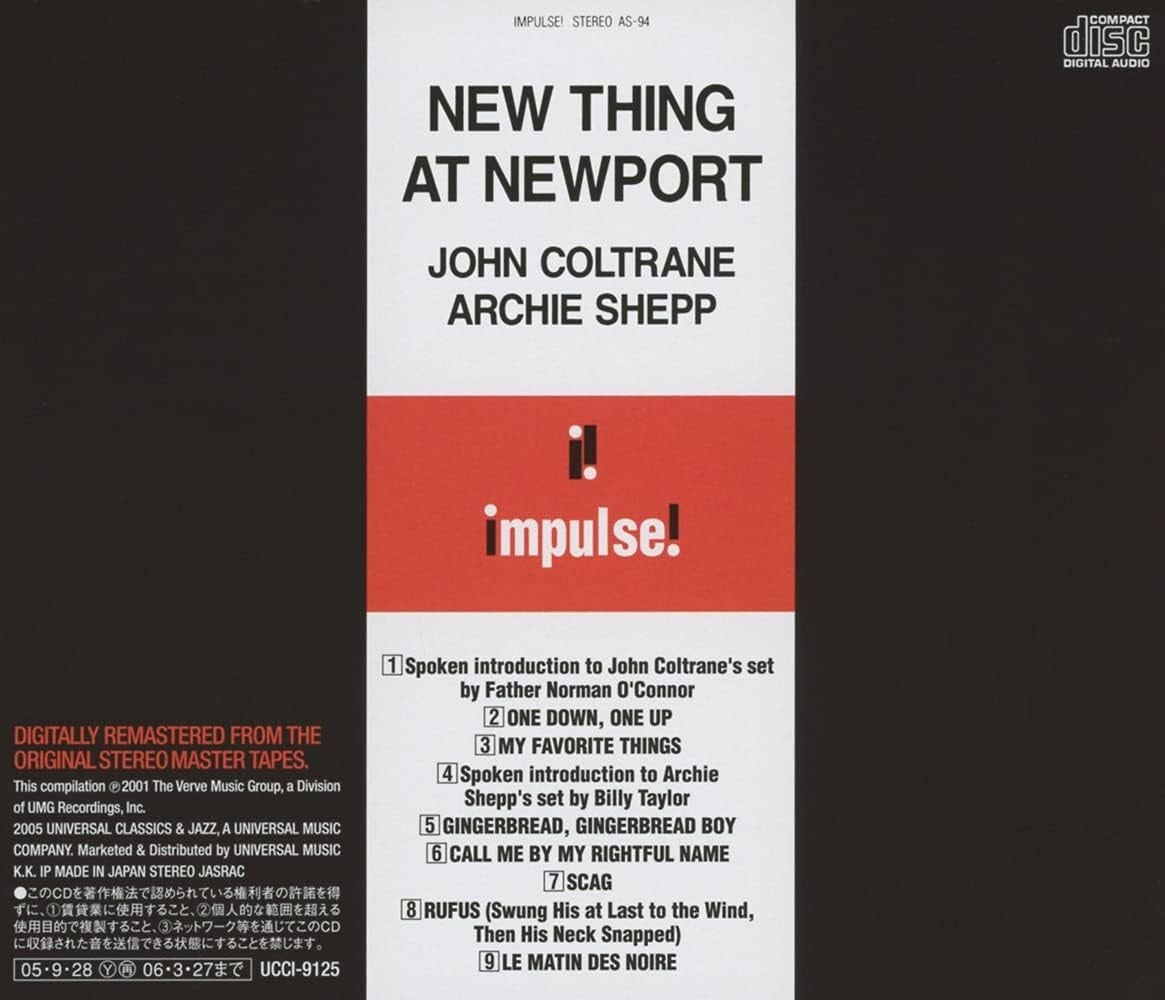 New John Coltrane/Archie Shepp Jazz Live CD New Thing At Newport Japan OBI