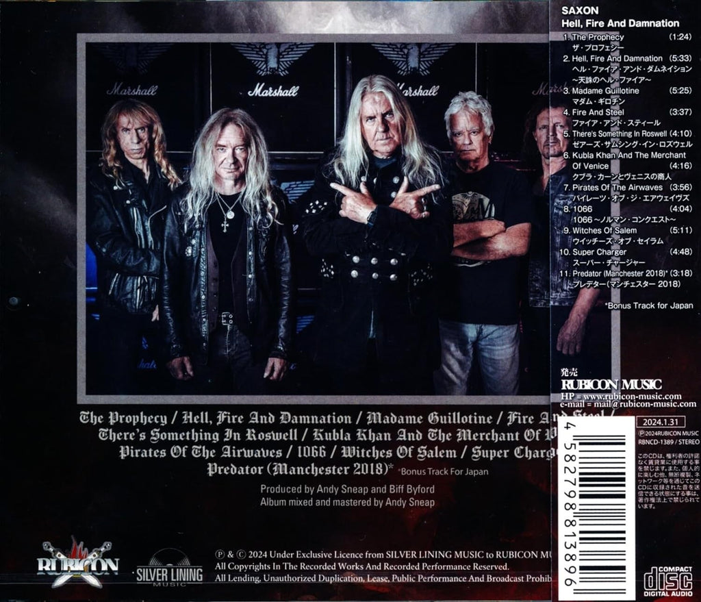 SAXON HELL, FIRE AND DAMNATION WITH BONUS TRACK 2024 JAPAN CD NEW