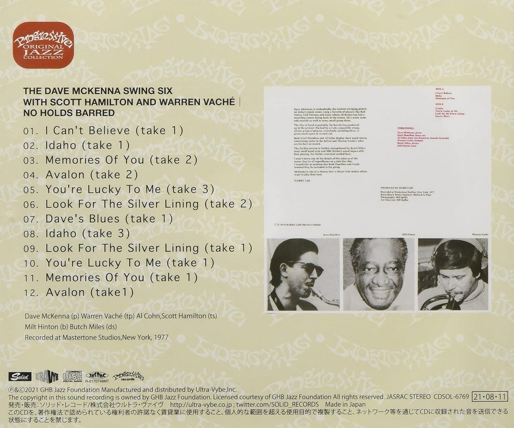 New Dave Mckenna Swing Six No Holds Barred Japan Music CD