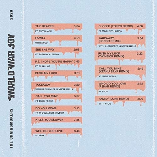 New The Chainsmokers World War Joy Japan Music CD Bonus Tracks