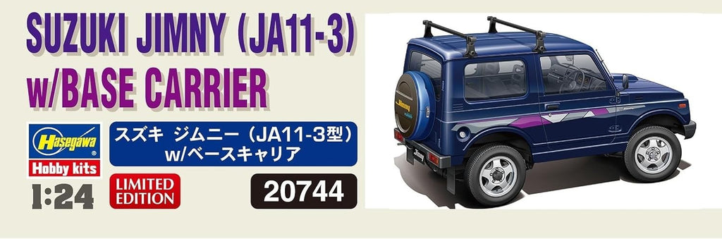 Hasegawa 1/24 Suzuki Jimny JA11-3 w/Base Carrier Plastic Model 20744 Car NEW