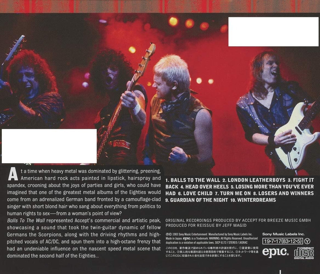 Accept Heavy Metal CD Balls To The Wall Japan NEW