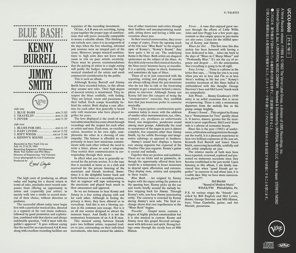 Kenny Burrell & Jimmy Smith Jazz CD(SHMCD) Blue Bash! + 7 Japan OBI New