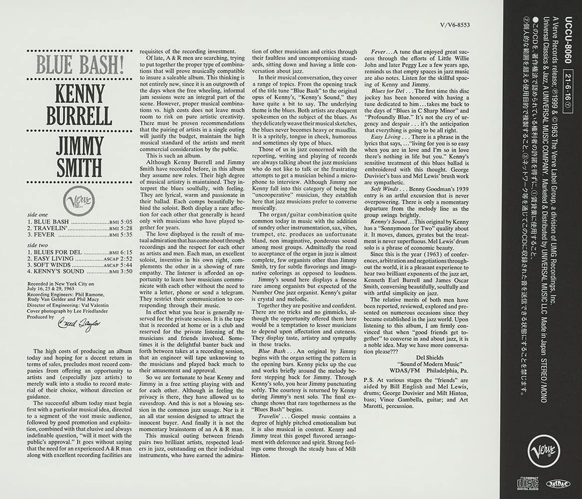 Kenny Burrell & Jimmy Smith Jazz CD(SHMCD) Blue Bash! + 7 Japan OBI New