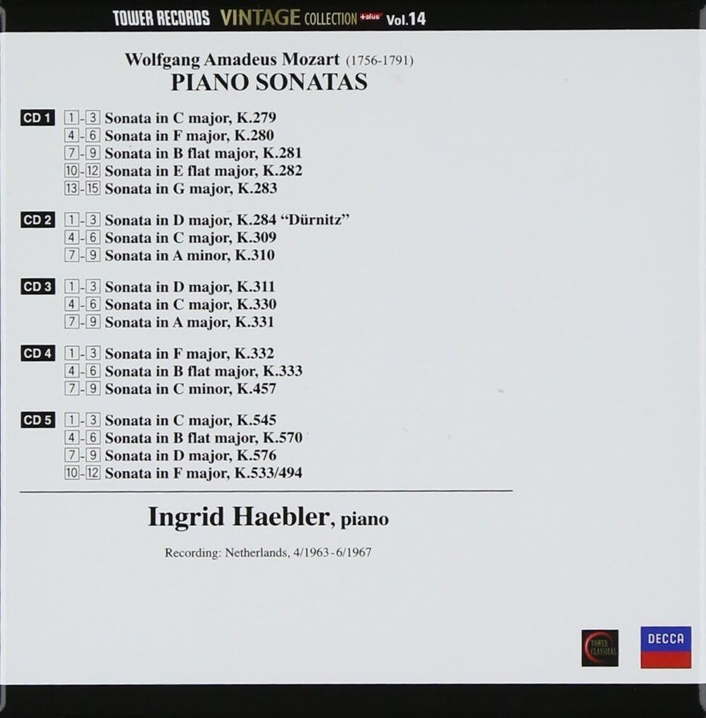Ingrid Haebler Mozart The Complete Piano Sonatas 5CD PHILIPS TOWER RECORDS JAPAN