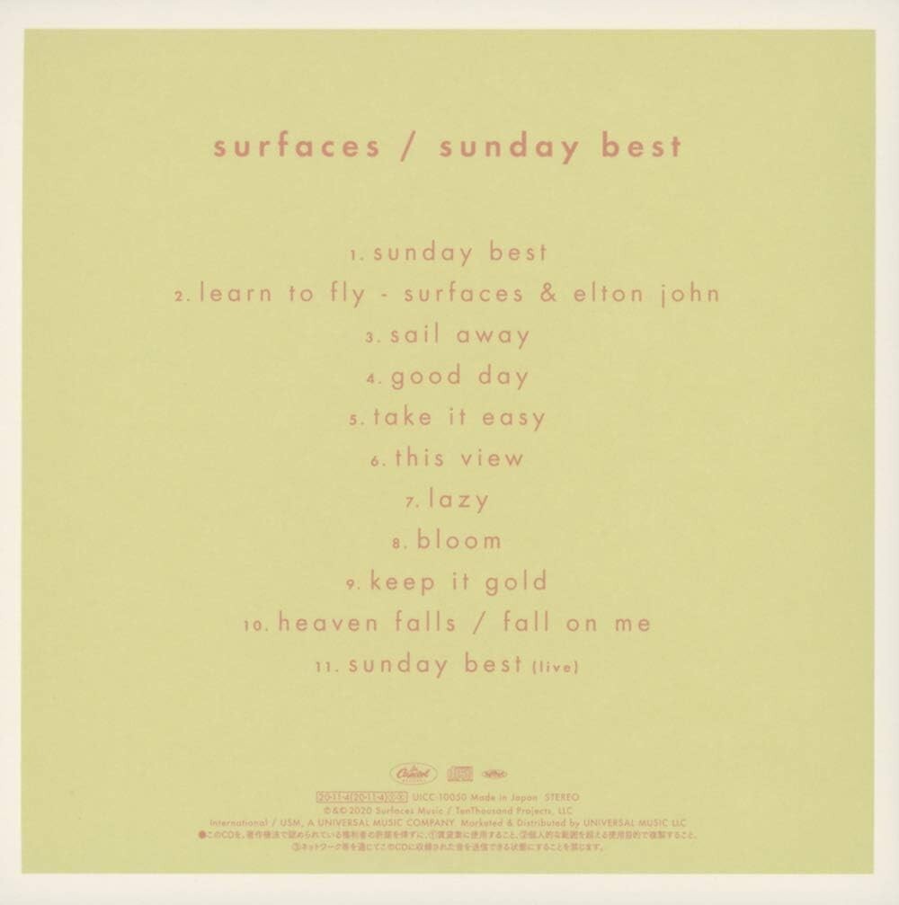 New Surfaces Sunday Best Japan Music CD*