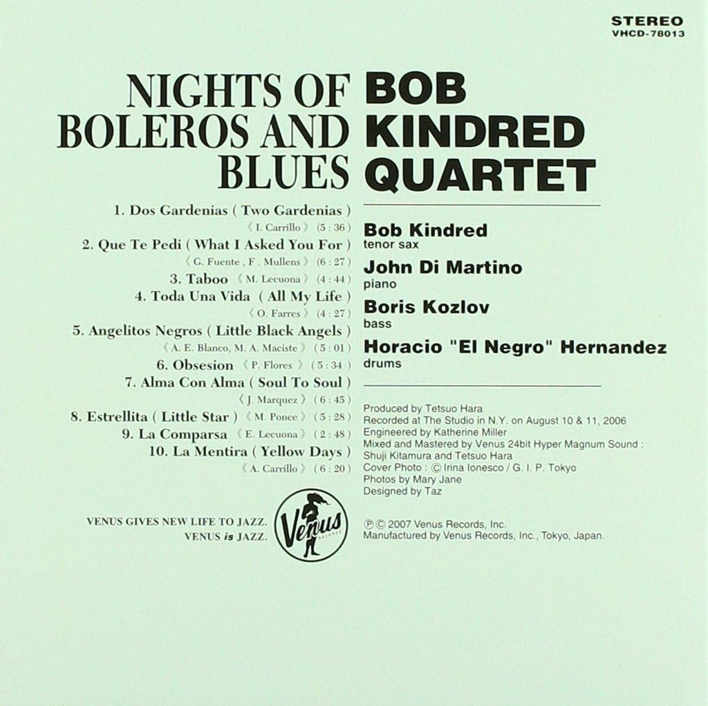 CD New Bob Kindred Quartet Jazz Nights Of Boleros And Blues OBI